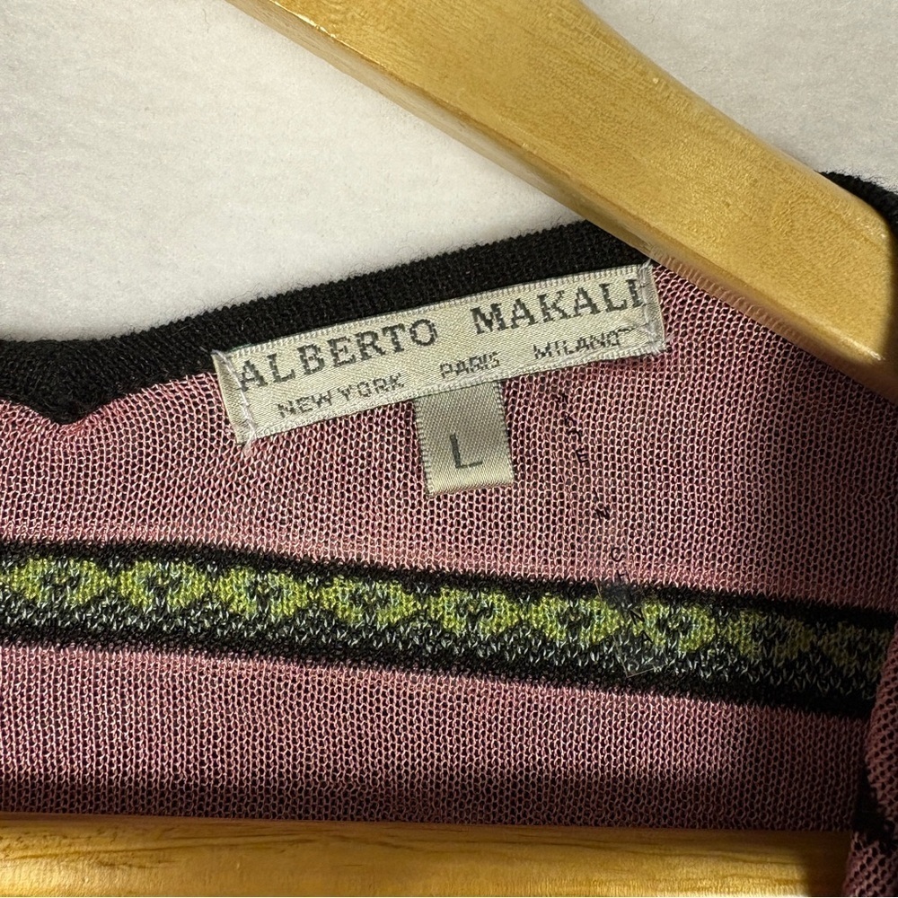 Alberto Makali Southwestern Tribal Knit Pink Black Open Cardigan Sweater - Picture 6 of 7